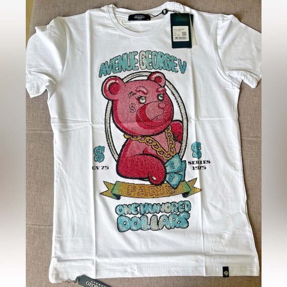 Avenue George V Paris Other - Avenue George V Paris T-Shirt Men's White Short Sleeve Tee Rhinestone XL L 2XL